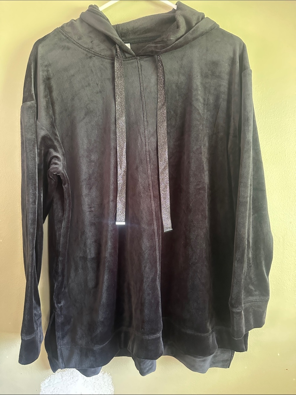 Chico's Black Velour Pullover Hoodie
